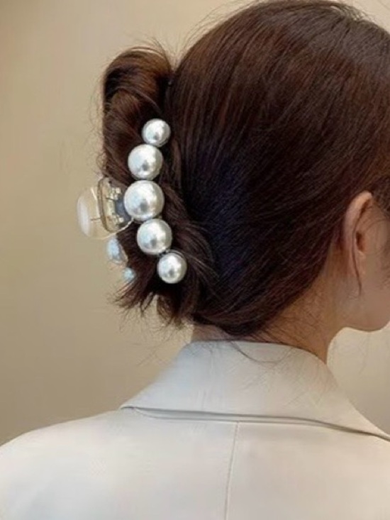 Anthropologie Pearl-Embellished Hair Claw - White main image 4